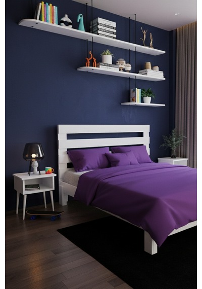 Renazzo Urban New Masif Ahşap Karyola Beyaz 160x200 Beyaz - 160 X 200