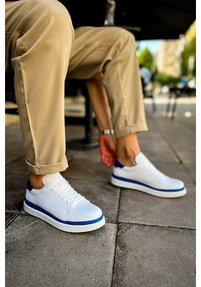Aymood Mn979 - Santoni Gbt Spor Erkek Ayakkabı Beyaz/mavı