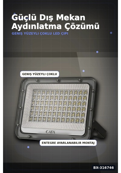 Led Projektör 100w 3200k Gün Işığı Ip64 Dış Mekan Aydınlatması 8200 Lümen 1 Adet Bx-316746