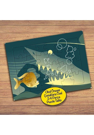Deniz Altı Canlıları Çocuklara Özel Puzzle Yapboz Tablo-pz174