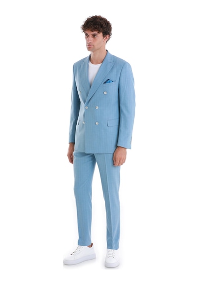 Hatemoğlu Mavi Slim Fit Çizgili Kruvaze Takım Elbise 33223024c014 161 Mavi Hatemoğlu Mavi Slim Fit Çizgili Kruvaze Takım Elbise 33223024c014 161 Mavi