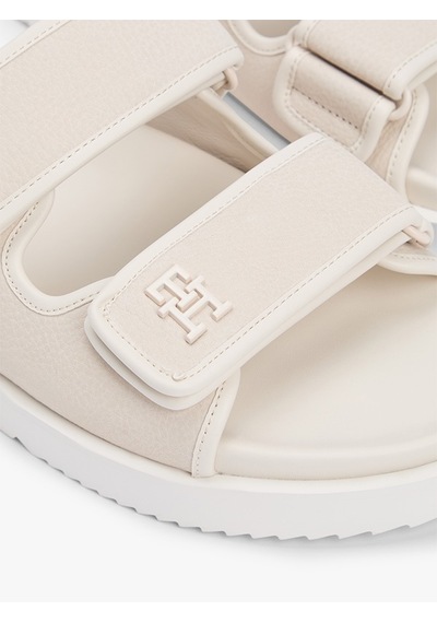 Tommy Hilfiger Double Strap Nubuck Sandal Kadın Bej Terlik - Fw0fw09298