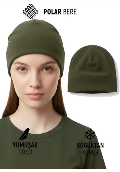 Qulothes Qu-tex Extra Kalın Termal Polar Soğuk Geçirmez Bere Unisex Pamuklu Kışlık Şapkaa Haki