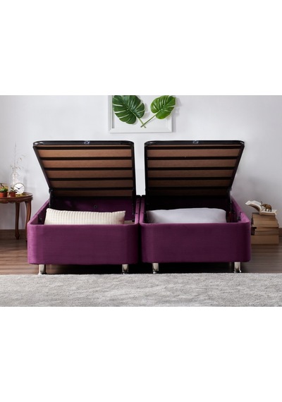 Nironyatak Niron Purple Baza 200X200 Cm Çift Kişilik Sandıklı Mor Kumaş Baza