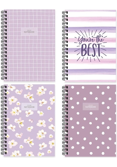 Keskin A6 Çizgili Kare Model Lila Defter - 4'lü Set Mor