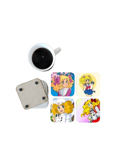 Şeker Kız Candy Dekoratif Ahşap Bardak Altlığı Seti 005 Çok Renkli