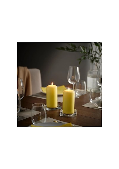 Ikea Daglıgen Cam Kaplı Kokulu Mum 6,8 X 14 Cm Kokusuz Açık Sarı