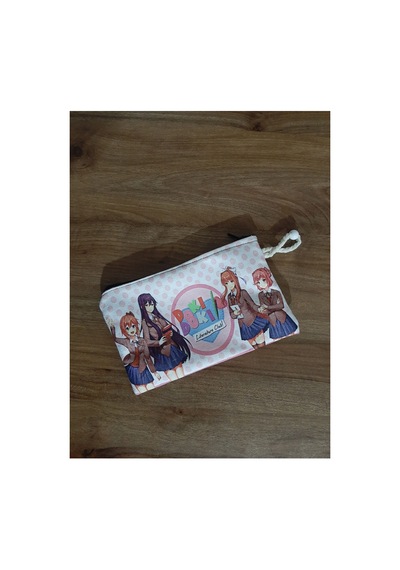 Doki Doki Literature Club Beyaz- Puantiye Fon Desenli Tasarım Bez Kalemlik-cüzdan Diğer