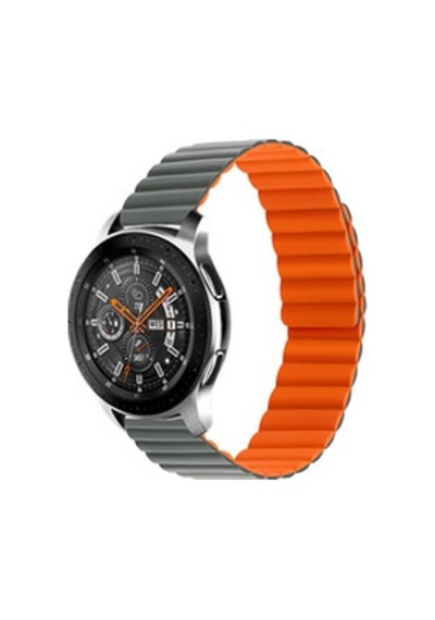 Samsung Galaxy Uyumlu Watch Active 2 44mm Krd-52 Kordon - Gri-turuncu