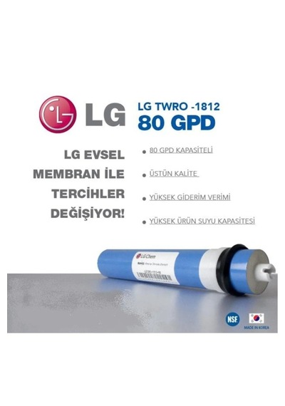 LG Uyumlu Chem Nano 80 Gpd Evsel Su Arıtma Membran Ana Filtre Filtre