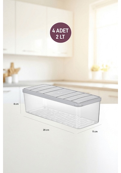 Selka Home 4 Adet 2 Lt. Nora Organizer Buzdolabı Buzluk Düzenleyici Saklama Kabı