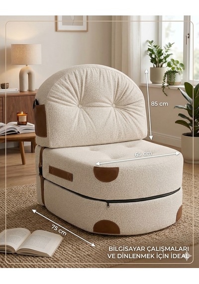 Viscolog Comfort Yeni Nesil Bohem Tekli Koltuk,legom Yataklı Katlanır Berjer,yer Yatağı, Modüler,65x75 85cm Siyah