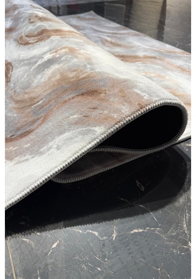 Villadia Home Textile Kaymaz Taban Modern Desen Halı Yolluk Leke Tutmaz Kolay Temizlenir Koridor Salon Yatak Mutfak Odası Vd4044vizon Vizon