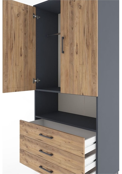 Hyperion Dolap 2 Raflı 3 Çekmeceli Tek Askılı 88x44x195 Antra... Antrasit Hyperion Dolap 2 Raflı 3 Çekmeceli Tek Askılı 88x44x195 Antra... Antrasit