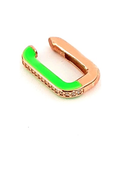 Yeşil Neon Mineli Zirkon Taş Detaylı Gümüş Rose Sıkıştırmalı Kıkı N11.96663