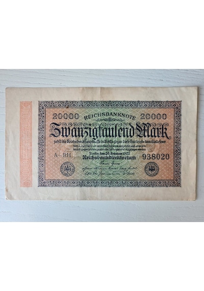 Almanya Berlin Banknot Büyük Boy 9x13 Cm 1923 Tarihli, 20000 Mark Alman