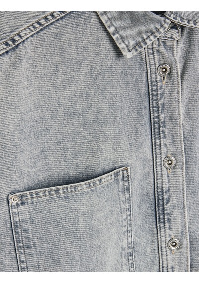Koton Oversize Düğmeli Cep Detaylı Yıkamalı Denim Shacket Gri 5sal60007md Gri
