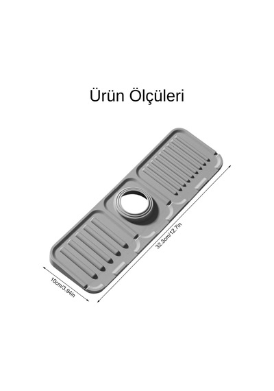 Mutfak Ve Banyo Lavabo Kenarı Silikon Mat Su Sıçrama Önleyici Tezgah Matı Silikon Gri Diğer
