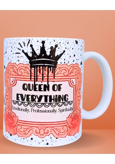 Queen Of Everything Tasarım Renkli Porselen Kupa Çok Renkli