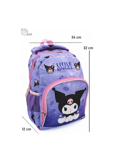 2 Gözlü Little Angle Kuromi Anaokulu Çantası - Çocuk Çanta - Kreş Çantası - Kuromi Çanta Mor