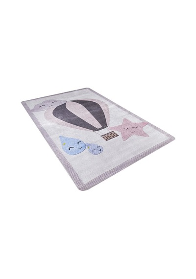 Bespoky Kareli Modern Halısı Dijital Baskı Kaymaz Gri - Açık Gri - Hlnc038