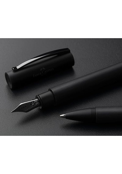 Faber-castell Ambition All Black Tükenmez Kalem, M Uç, Çevirme Mekanizmalı, Krom Kapak, Siyah Refil ---