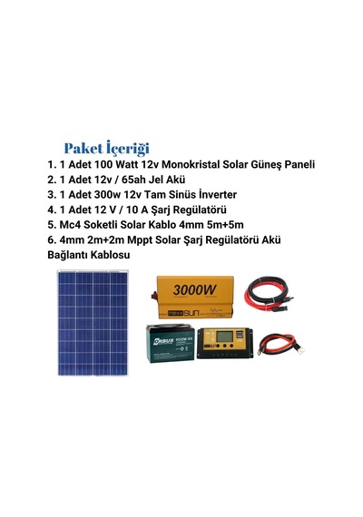 Kamusolar 300 W Aydınlatma Solar Paket Televizyon + Aydınlarma + Telefon Şarjı