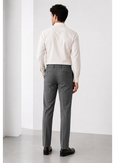 Bihan Store Erkek Slim Fit Klasik Kumaş Pilesiz Pantolon 919-gri