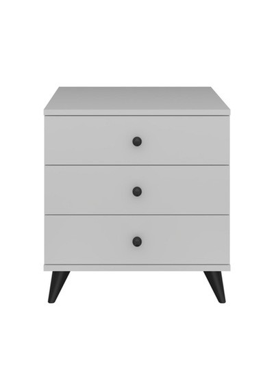 Simple Komodin 3 Çekmeceli 60x44x64 Beyaz Beyaz