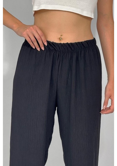 Kadın Beli Lastikli Ayrobin Eşofman Pantolon Siyah