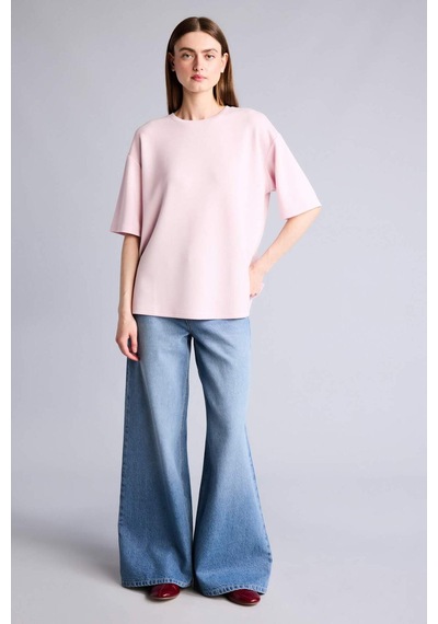 Defacto Oversıze Bisiklet Yaka Basic Modal Kısa Kollu Açık Pembe Tişört G8536ax26sppn38 Pembe-pn38