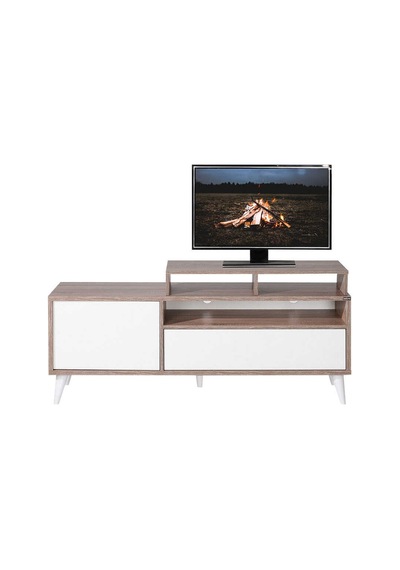 Retro Wide Kapaklı Çekmeceli Tv Sehpası Latte-Diamond Beyaz