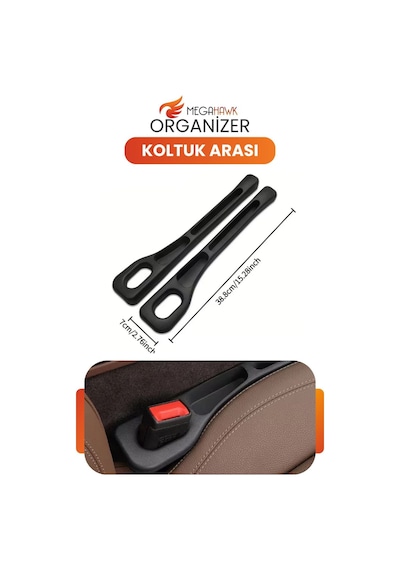 Koltuk Arası Organizer 38.8 Cm Universal Araç İçi Boşluk Doldurucu Telefon Tutucu