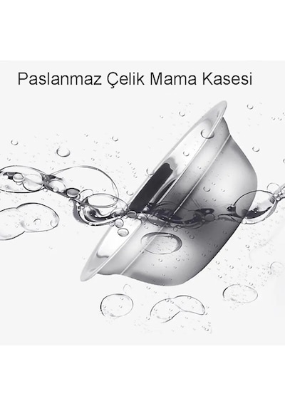 Monozone 3in1 Kedi Köpek Paslanmaz Çelik Mama Su Kabı