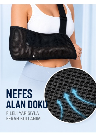 Pratik Kol Askısı Nefes Alabilen Fileli Kumaş Ayarlanabilir Omuz Destekli Sarı
