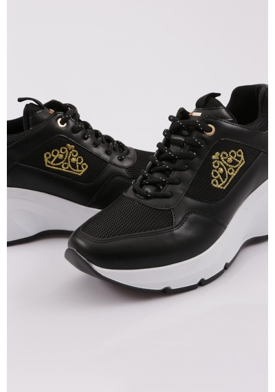 Dgn 62158 Kadin Kalin Taban Bağcikli Sneaker 62158-2027-R1534 Siyah