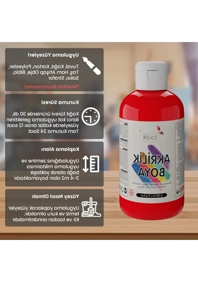 250gr Kırmızı Akrilik Boya - Yüksek Kalite 0.2 L