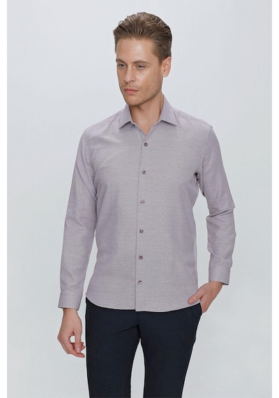 Efor Gk 672 Slim Fit Bordo Klasik Gömlek Bordo