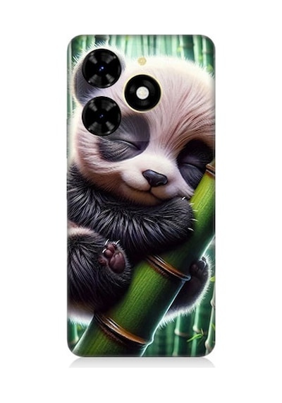 Tecno Spark 20 Uyumlu Bambu Tutan Panda Desenli Silikon Kılıf Çok Renkli
