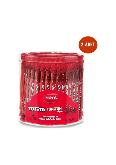 Kent Tofita Yumiyum Şeker Vişne Aromalı 6.7 G 2 x 120 Adet