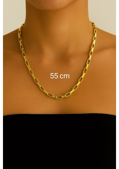 Altın Renk Cubixs Küp Model Zincir Unisex Çelik Kolye - 3342 Çok Renkli