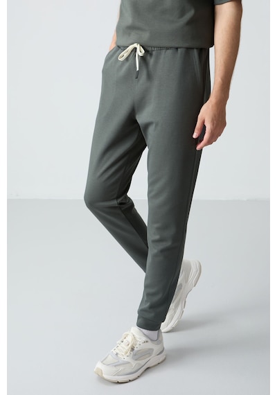 Tommy Life Haki Pamuklu Kalın Yumuşak Dokulu Oversize Fit Basic Erkek Eşofman Takım - 85261 Haki