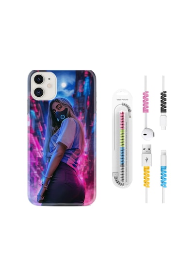 Apple Uyumlu iPhone 12 Mini Kılıf Kablo Koruyuculu Mask Girl 1659