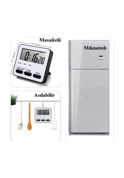 Alarmlı Dijital Öğrenci Sınav Kronometresi 24 Saat Ileri Ve Geri Sayım Kronometresi Saat / Alarm / Kronometre / Mıknatıslı Beyaz-siyah