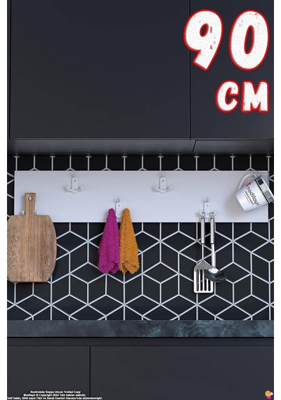 Geyik 18 Kancalı Mutfak Askısı 3'lü Set 76,4x9,6 Cm - Şık Tasgeyikm, Çok Amaçlı Düzenleyici Ve Yer Tasarrufu Beyaz