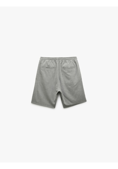 Koton Viskon Karışımlı Cep Detaylı Bermuda Slim Fit Beli Bağcıklı Şort Gri 5sam40017hw Gri