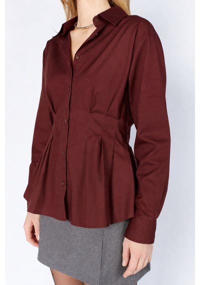 Manche Pilili Belden Oturan Poplin Gömlek Mks1610919-1 - Bordo