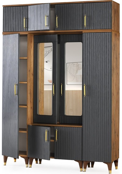 Doru Mdf Portmanto Antrasit - Ceviz