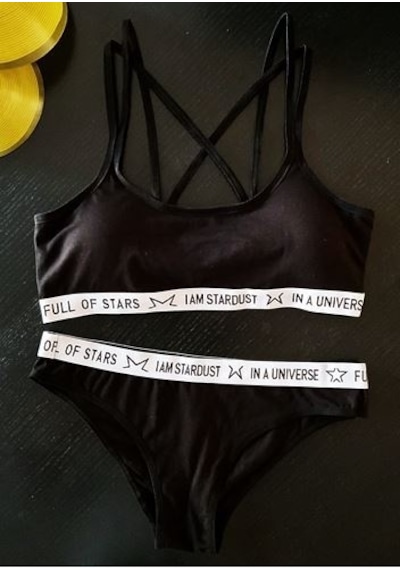 Deep Secret Siyah Kaplı Spor Bralet Takım 001
