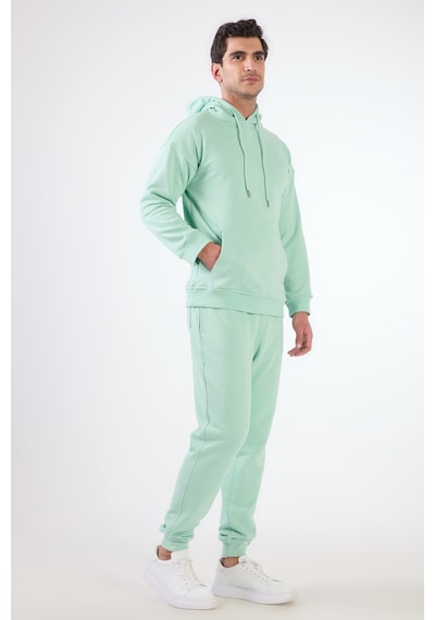 Dufy Mint Yeşili Kapüşonlu Kanguru Cepli Regular Fit Erkek Sweatshirt Mint Yeşili